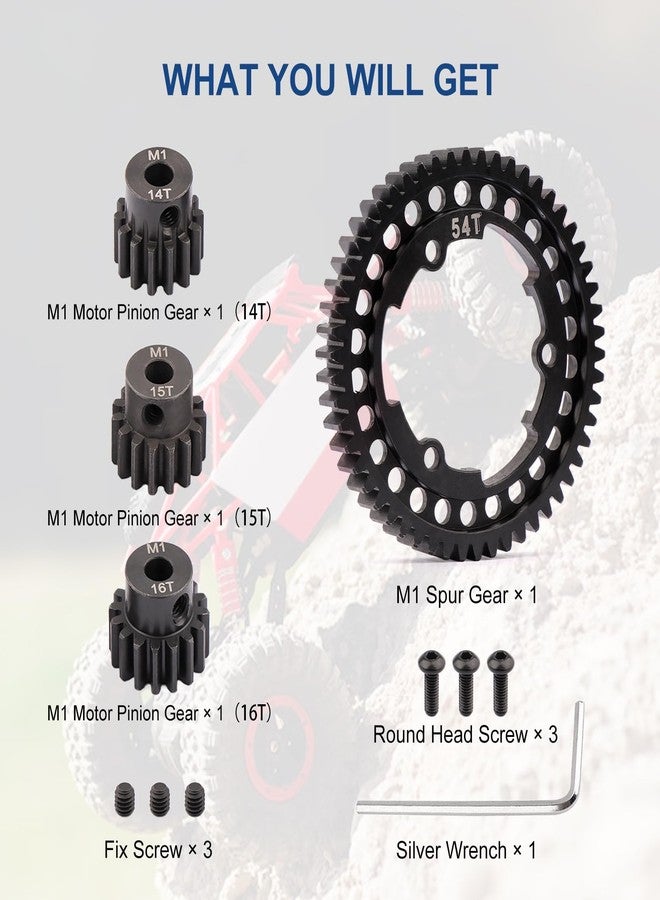Aimrock Harden Steel Mod 1 54T Spur Gear and 5mm 14T 15T 16T Pinion Gear Combo Upgrade Option Parts for Traxxas XRT X-Maxx E-Revo Funco Maxx XO-1 RC Car (54T 14T 15T 16T) - Image 5